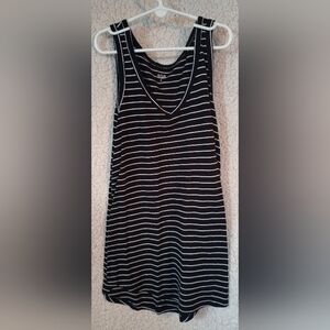ANA Women's Black & White Striped V-Neck Sleeveless Tank Top Size S